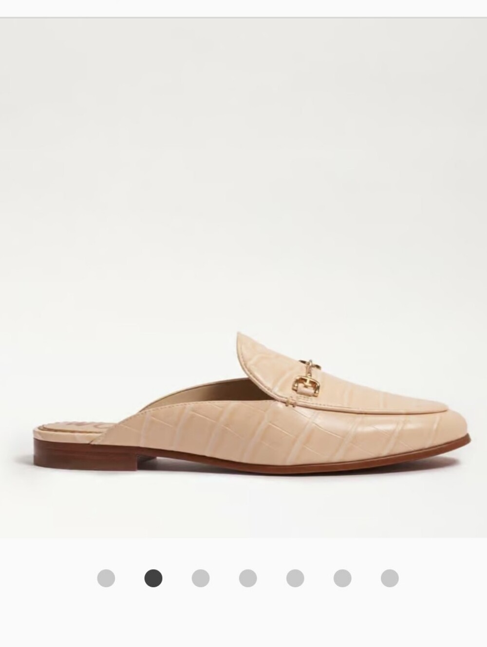 PRISTINE Sam Edelman Linnie Horse Bit Mule Eggshell Croc Size 9.5 Cream Ecru - Picture 2 of 13